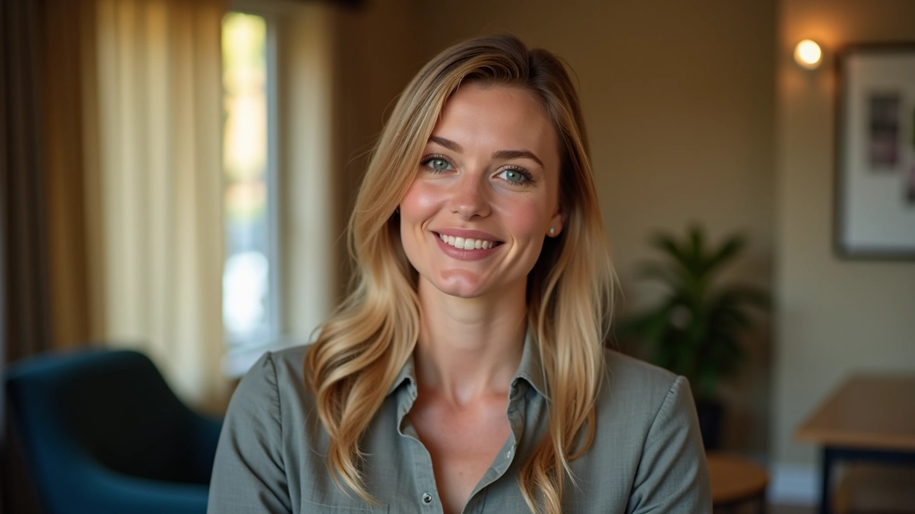 Person smiling confidently during a presentation