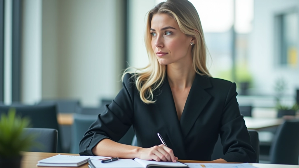 Professional woman developing assertive communication skills in modern workplace setting
